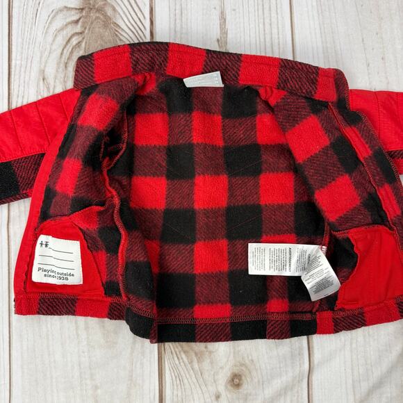 Columbia Baby Fleece‎ Jacket Red Black Buffalo Plaid Full Zip 6-12M - Picture 3 of 6